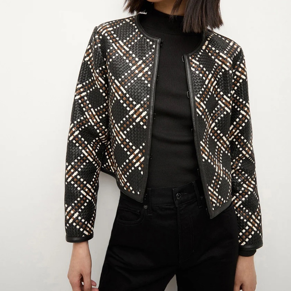 Veronica Beard Black and Brown Plaid Jacket